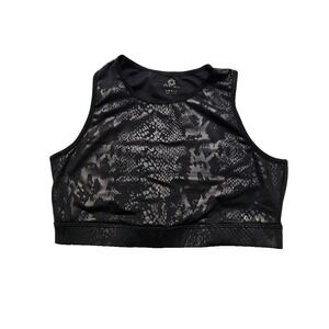 AR-33 Snakeskin Printed Crop Sports Bra Black